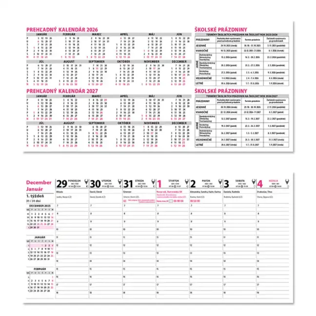 Stolový kalendár Praktik stolový stĺpcový 2026