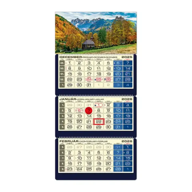 Plánovací kalendár LUXUS 3M modrý 2026  Obrázok J