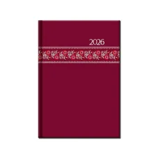 Týždenný diár A5 FOLK červený 2026