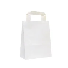Papierová taška - ploché ucho - 220x100x280 - 250 ks/bal, biela