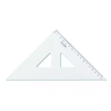 Pravítko trojuholník s ryskou, transparentné,16 cm