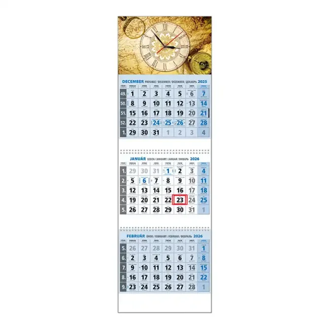 Plánovací kalendár KLASIK 3M modrý 2025  Hodinky QP