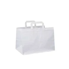 Papierová taška - ploché ucho - 320x210x270 -  250 ks/bal, biela