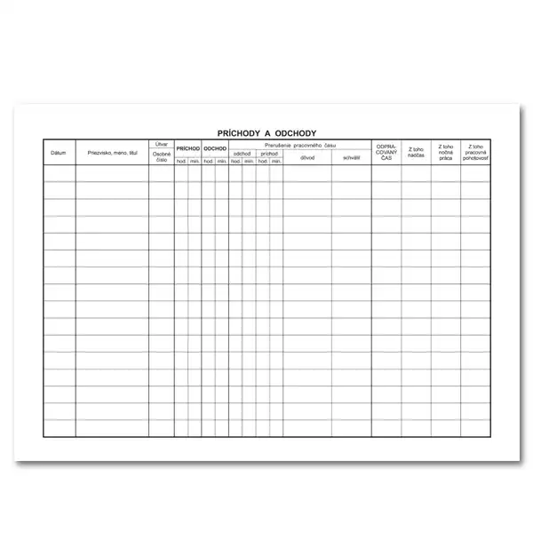 Kniha príchodov a odchodov – A4 – 30 listov