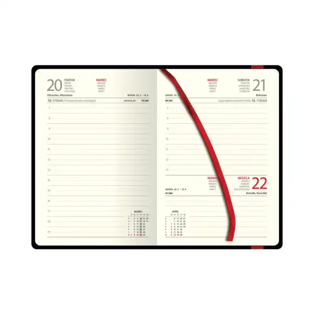 Denný diár A5 ELASTIC red 2026