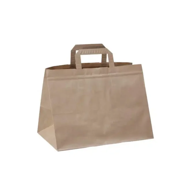 Papierová taška - ploché ucho - 320x170x270 - 50ks/bal, hnedá