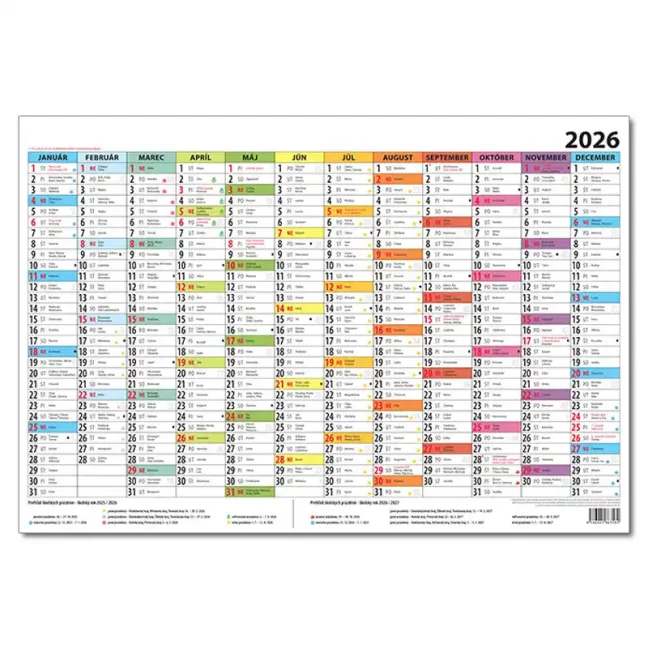 Plánovací kalendár farebný 2026