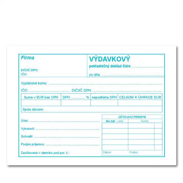 Výdavkový pokladničný doklad A6 s DPH – 100 list.