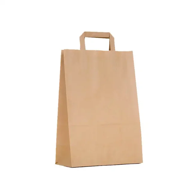 Papierová taška - ploché ucho - 260x140x300 - 50ks/bal, hnedá