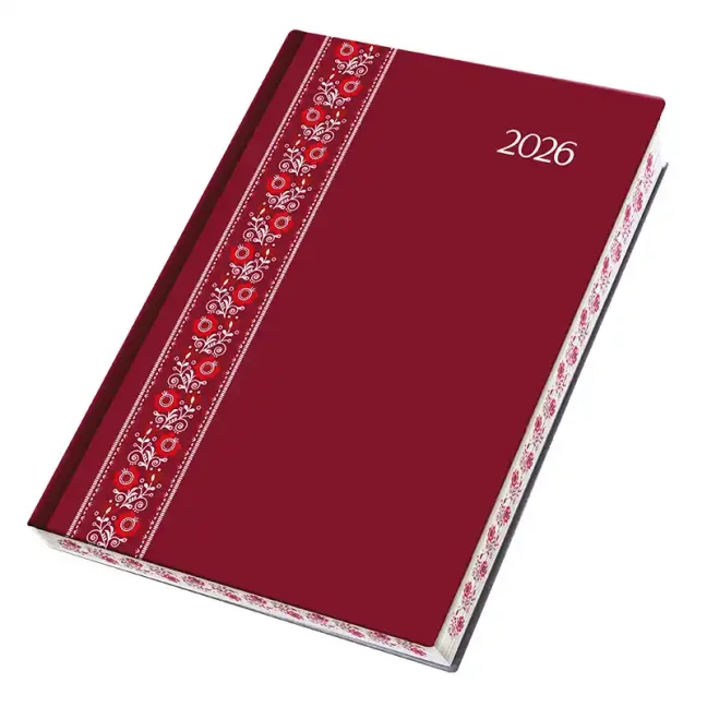Denný diár A5 FOLK EXTRA červený 2026
