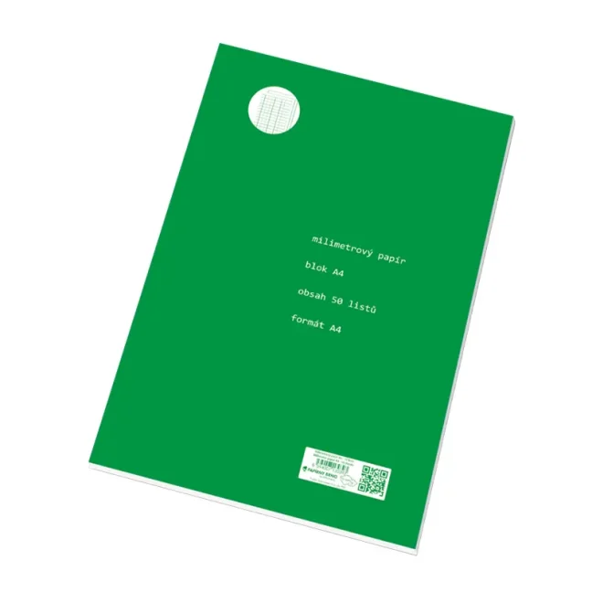 Milimetrový papier A4, 50 listov v bloku.