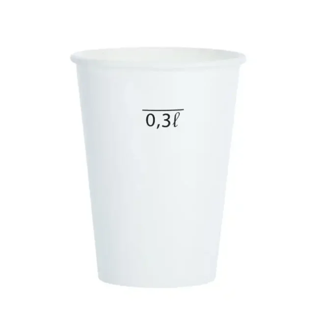 Papierový pohár 400 ml biely s ryskou 0,3 l  50ks
