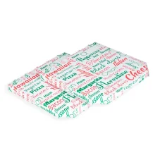 Krabica na pizzu 33x33x3 cm TEXT - biela 100 ks