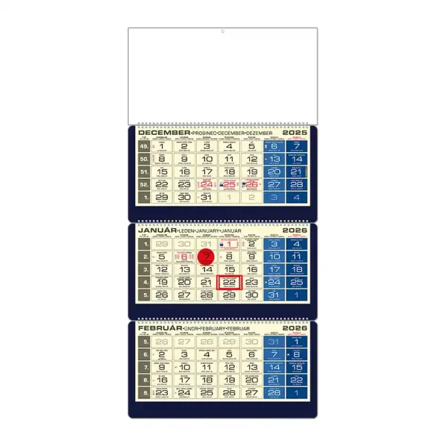 Plánovací kalendár LUXUS 3M modrý 2026