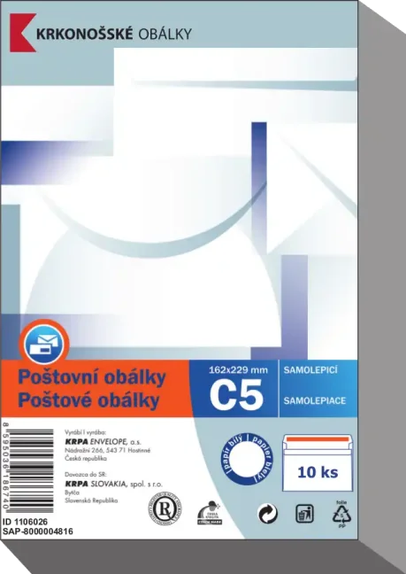 Obálky C5 samolepiace  / 10 fólia