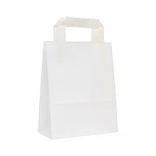 Papierová taška - ploché ucho - 180x80x220 - 25 ks/bal, biela