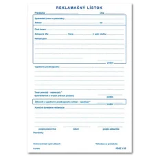 Reklamačný list A5 – 100 listov – samoprepis