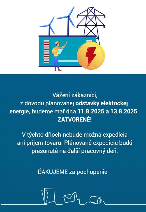 Z dôvodu plánovanej odstávky elektrickej  energie, budeme mať dňa 11.8.2025 a 13.8.2025 ZATVORENÉ!